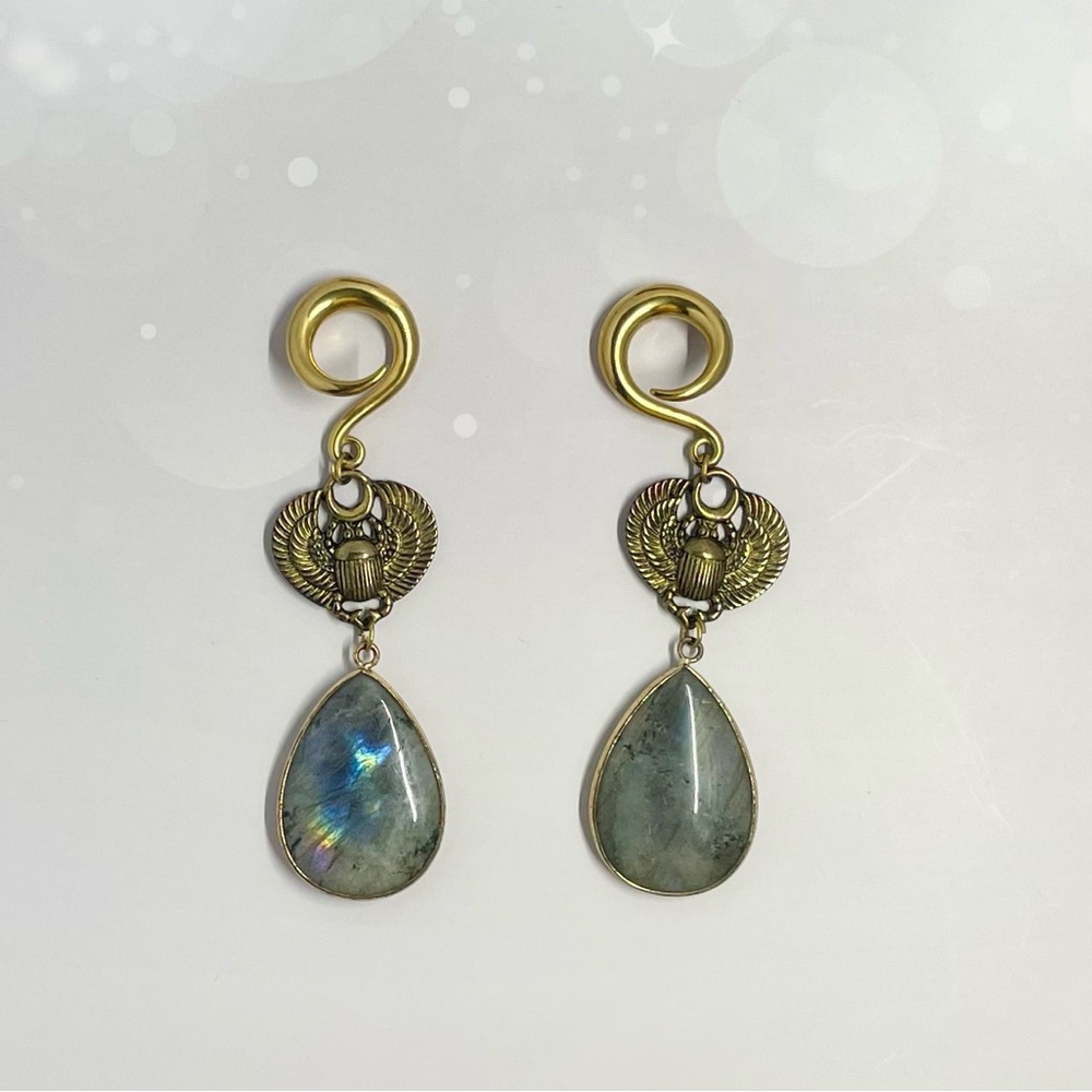 Lapis Lazuli Winged Scarab Earrings 2